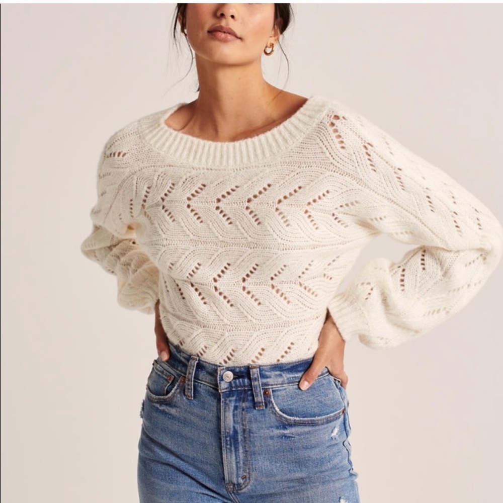 Abercrombie & Fitch Satin Bow-Back Sweater, Size S
